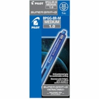 Stylo à bille Super Grip G Pilot - 1 mm (0,04 po) Moyenne Pointe de stylo - Rechargeable - Rétractable - Ink Bleu - Encre à base d'huile - Barrel Bleu Plastique - Acier inoxydable, Carbure de tungstène Pointe - 12 / boîte