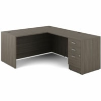 Offices To Go Newland L-Shaped Workstation, 3 Drawer, 60" x 78" , Grey