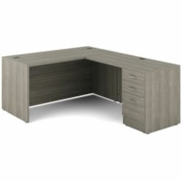 Offices To Go Newland L-Shaped Workstation, 3 Drawer, 60" x 78" , Light Grey