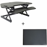 Rocelco 46" Sit-to-Stand Corner Desk Riser and Medium Anti-Fatigue Mat - 18.14 kg Load Capacity - 46" (1168.40 mm) Width - Tabletop - Metal, Laminate - For Monitor, Notebook - Sit-stand, Ergonomic, Keyboard Tray, Grommet, Non-slip, Beveled Edge, Cord Management