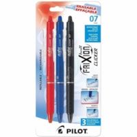 FriXion FriXion Ball Gel Pen - 0.7 mm (0.03") Fine Needle Pen Point - Refillable - Retractable - Black, Blue, Red Ink - Thermosensitive Gel Ink - Black, Blue, Red Barrel - 3 / Pack