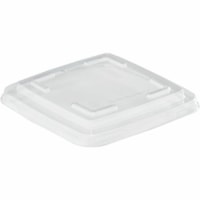 Eco Guardian 16 oz Square Fibre Compostable Container Lid - Food - Clear, Natural - Polyethylene Terephthalate (PET), Bamboo Body - Square - 300 / Case