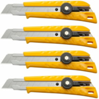 Olfa Classic Heavy Duty Ratchet-Lock Utility Knife, 4-Pack - Stainless Steel Blade - 5.98" (151.89 mm) Height x 0.10" (2.54 mm) Width x 8.66" (219.96 mm) Length - Heavy Duty, Lockable Blade, Durable, Contoured Grip - Stainless Steel, ABS Plastic - Silver - 4 / Pack