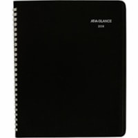 DayMinder Premiere Diary - Monthly - January 2024 - December 2024 - 1 Month Single Page Layout - 6 7/8" x 8 3/4" Sheet Size - Concealed Wire - Black - Flexible Cover, Tab Divider, Memo Section, Bilingual