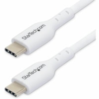 StarTech.com 3m (9.8ft) White USB-C Charging Cable, USB 2.0 Type-C Laptop Charger Cord, 60W Power Delivery, TPE Jacket, Data Transfer Cable - USB-C Charging Cable supports 60W/3A Power Delivery and 480Mbps; Fast Charge from a USB-C wall charger/power bank; Works w/USB-C laptops/tablets; Color: White