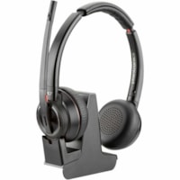 Poly Savi 8220 UC DECT 1920-1930 MHz Single Ear Headset TAA - Stereo - DECT - 590.6 ft - 32 Ohm - On-ear, Over-the-head - Binaural - Supra-aural - Omni-directional, Noise Cancelling Microphone - Black 