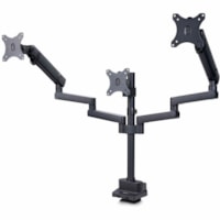 StarTech.com Triple Monitor Desk Mount For Up To Three 27in Screens, VESA 75x75/100x100, Tool-Less Arm Adjustments, C-Clamp/Grommet - Triple monitor desk mount for 27in displays, VESA 75x75/100x100; Spring-assisted arms w/multiple toolless adjustments +/-180deg swivel; +/-90deg tilt; VESA plate +/-9