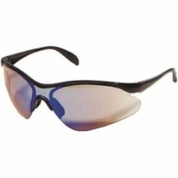 Miranda Safety Glasses - Recommended for: Eye, Outdoor - Standard Size - Impact, Ultraviolet Protection - Polyvinyl Chloride (PVC), Polycarbonate, Rubber - Mirror - Blue Mirror Lens - Black Frame - Spatula Temple, Impact Resistant, UV Resistant, Scratch Resistant, Wraparound Design, Ultra-lightweigh