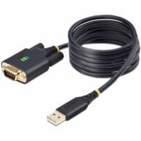 StarTech.com 6.6ft (2m) USB to Serial Adapter Cable, COM Retention, FTDI, DB9 RS232, Interchangeable DB9 Screws/Nuts, Windows/macOS/Linux - Add a DB9 RS-232 serial port to a desktop/laptop using a USB-A port; Interchangeable Screws/Nuts; DB9 screws pre-installed; DB9 Nuts included for device/cable c