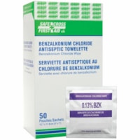 Safecross SAFECROSS Benzalkonium Chloride (BZK) Antiseptic Towelettes, 5" x 8" , 50/BX - 50 / Box