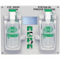 Safecross Eye Wash Station, w/2 Empty Eye Wash Bottles Item 04099 - 946 mL - 14.50" (368.30 mm) x 17.50" (444.50 mm) - Durable, Mirror, Dust Resistant, Bottle Holder