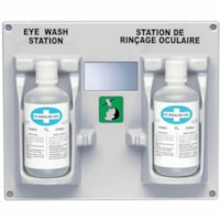 Safecross Eye Wash Station, w/2 x 1 L Eye Wash - 946 mL - 14.50" (368.30 mm) x 17.50" (444.50 mm) - Durable, Mirror, Dust Resistant, Bottle Holder