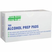 Safecross Safecross Antiseptic Alcohol Prep Pads, Box of 100 - 1.81" (46 mm) Width x 2.64" (67 mm) Length - White - 100 / Box