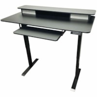 Bureau assis/debout Rocelco - 220 lb (99,79 kg) Capacité - Hauteur réglable - 55 po (1397 mm) Largeur de la table - Moniteur, Stockage - Assemblage requis - Noir - Métal, Stratifié - 1