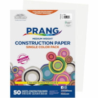 Prang Construction Paper, White, 9" x 12" , 50 Sheets - Construction, School Project, Art, Craft - 9" (228.60 mm) x 12" (304.80 mm) - 50 / Pack - White - Groundwood