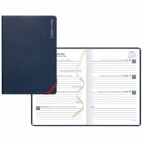 Letts Serene Planner - Weekly, Monthly - 12 Month - January 2025 - December 2025 - 5 7/8" (149.23 mm) x 8 1/4" (209.55 mm) Sheet Size - White Sheet - Sewn - Midnight Blue - Faux Leather CoverTextured Cover, Ribbon Marker, Bookmark, Ruled, Elastic Closure