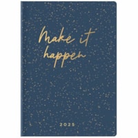 Letts Inspire Planner - Weekly, Monthly - 12 Month - January 2025 - December 2025 - 5 7/8" (149.23 mm) x 8 1/4" (209.55 mm) Sheet Size - White Sheet - Sewn - Navy - PaperMonthly Planner, Monthly Calendar, Ruled, Bookmark, Ribbon Marker, Flexible Cover