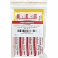 First Aid Central Assorted Adhesive Bandages, 25 per Bag, SmartCompliance Refill - Assorted Sizes - Plastic - 25 / Bag