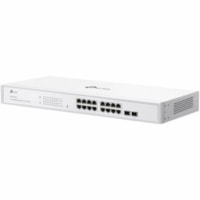 TP-Link 16-Port Gigabit Smart Switch with 2 SFP Slots - 16 Ports - Manageable - Gigabit Ethernet - 10/100/1000Base-T, 1000Base-X - 3 Layer Supported - 2 SFP Slots - 12.30 W Power Consumption - Twisted Pair, Optical Fiber - Rack-mountable, Standalone