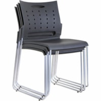 TygerClaw Mid Back Plastic Chair (4 Packs) - Plastic Seat - Mid Back - Black - Polyester, Plastic - 4 Pack