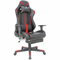 TygerClaw PU Gaming Chair with Lumbar Pillow and Leg Rest - For Gaming - Polyurethane, Polyester, Fabric - Black, Blue