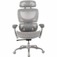 TygerClaw High Back Mesh Office Chair with Adjustable Headrest - Mesh Back - High Back - 5-star Base - Gray - Polyester - Armrest