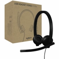 Logitech H570E Headset - Microsoft Teams Certification - Stereo - USB Type C - Wired - 20 Hz to 20 kHz - Over-the-head - Binaural - Supra-aural - 6.2 ft (1.90 m) Cable - Noise Cancelling, Omni-directional, Uni-directional Microphone - Noise Canceling - Black