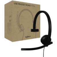 Logitech H570E Headset - Microsoft Teams Certification - Mono - USB Type C - Wired - 20 Hz to 20 kHz - Over-the-head - Monaural - Supra-aural - 6.2 ft (1.90 m) Cable - Noise Cancelling, Omni-directional, Uni-directional Microphone - Noise Canceling - Black