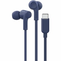 Belkin SoundForm USB-C Wired Earbuds with Adjustable Volume Limiter - Stereo - USB Type C - Wired - Earbud - Binaural - In-ear - Blue