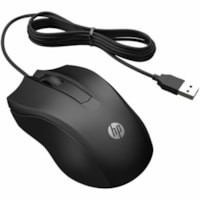 HP Wired Mouse 100 - Optical - Cable - Black - USB Type A - 1600 dpi - Scroll Wheel - 3 Button(s) - Symmetrical