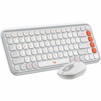 Clavier et souris POP Icon Combo Logitech - Sans fil Bluetooth 5.1 Clavier - Blanc cassé, Orange - Sans fil Bluetooth Souris - 4 Bouton - Roulettes avec frein - Blanc cassé, Orange - AA, AAA - Comptible avec PC, Mac