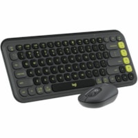 Clavier et souris POP Icon Combo Logitech - Sans fil Bluetooth 5.1 Clavier - Graphite, Vert - Sans fil Bluetooth Souris - 4 Bouton - Roulettes avec frein - Graphite, Vert - AA, AAA - Comptible avec PC, Mac