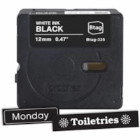 Ruban d'étiquettes P-touch Brother - largeur de 15/32 po (12 mm) x longueur de 13 1/8 pi (4 m) - Noir avec texte noir - Étanche - Thermorésistant, Anti-décolorations, Lavable au lave-vaisselle, Congelable, Adapté au micro-ondes, Décollage facile, Amovible - 1 chaqu