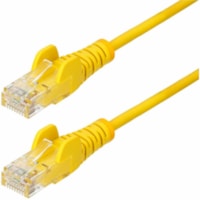 StarTech.com 5ft Yellow Slim CAT6 Ethernet Cable, Slim Snagless RJ45, UTP, LSZH, 28AWG Bare Copper, Slim Network Patch Cord, Fluke Tested - Slim UTP Cat6 Cable supports 1Gbps and 90W PoE; Ideal for crowded installations; 36% slimmer for improved airflow; Low Near-End Crosstalk (NEXT) and Return Loss