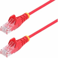 StarTech.com 10ft Red Slim CAT6 Ethernet Cable, Slim Snagless RJ45, UTP, LSZH, 28AWG Bare Copper, Slim Network Patch Cord, Fluke Tested - Slim UTP Cat6 Cable supports 1Gbps and 90W PoE; Ideal for crowded installations; 36% slimmer for improved airflow; Low Near-End Crosstalk (NEXT) and Return Loss (