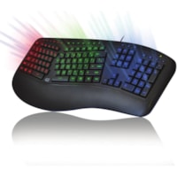 Adesso AKB-150EB-FR Color Illuminated Ergonomic Keyboard - Cable Connectivity - USB Interface - Media Player, Internet, Multimedia, Play/Pause, Stop, Previous Track, Next Track, Volume Down, Volume Up, Mute, Home Page, ... Hot Key(s) - French - Computer - Windows - Membrane Keyswitch - Black