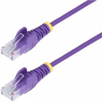 StarTech.com 25ft Purple Slim CAT6 Ethernet Cable, Slim Snagless RJ45, UTP, LSZH, 28AWG Bare Copper, Slim Network Patch Cord, Fluke Tested - Slim UTP Cat6 Cable supports 1Gbps and 90W PoE; Ideal for crowded installations; 36% slimmer for improved airflow; Low Near-End Crosstalk (NEXT) and Return Los