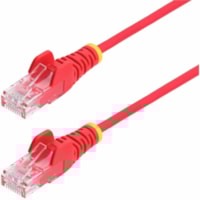 StarTech.com 25ft Red Slim CAT6 Ethernet Cable, Slim Snagless RJ45, UTP, LSZH, 28AWG Bare Copper, Slim Network Patch Cord, Fluke Tested - Slim UTP Cat6 Cable supports 1Gbps and 90W PoE; Ideal for crowded installations; 36% slimmer for improved airflow; Low Near-End Crosstalk (NEXT) and Return Loss (