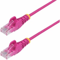 StarTech.com 25ft Pink Slim CAT6 Ethernet Cable, Slim Snagless RJ45, UTP, LSZH, 28AWG Bare Copper, Slim Network Patch Cord, Fluke Tested - Slim UTP Cat6 Cable supports 1Gbps and 90W PoE; Ideal for crowded installations; 36% slimmer for improved airflow; Low Near-End Crosstalk (NEXT) and Return Loss 