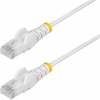 StarTech.com 25ft White Slim CAT6 Ethernet Cable, Slim Snagless RJ45, UTP, LSZH, 28AWG Bare Copper, Slim Network Patch Cord, Fluke Tested - Slim UTP Cat6 Cable supports 1Gbps and 90W PoE; Ideal for crowded installations; 36% slimmer for improved airflow; Low Near-End Crosstalk (NEXT) and Return Loss