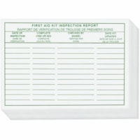 Safecross First Aid Kit Inspection Report Cards, 25/Package - White - Paper - 25 / Pack