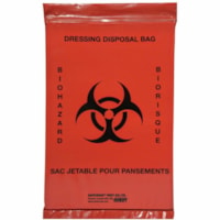 Safecross Infectious Waste Bags, 15.2 x 22.9 cm, 100/Package - 9.02" (229 mm) Width x 5.98" (152 mm) Length - Biohazard Warning - Red, Black - Plastic - Waste Disposal, Disposal, Industrial, Commercial, Hospital, Nursing Home, School, Transporting, Hotel - 100 / Pack