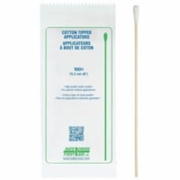 Safecross Cotton Tipped Applicators, 15.2 cm, Single-End, 100/Package - White - Cotton, Wood - 100 / Pack