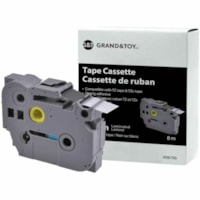 Grand & Toy Laminated TZ and TZe Tape Cassettes, Black Type/White Label, 18 mm x 8 m (TZ241) - 45/64" Width x 26 1/4 ft Length - Standard Adhesive - Thermal - Black on White - Easy Peel - 1 Each