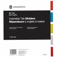 Intercalaire Grand & Toy - 5 Blanc Onglet(s) - 5 Onglet(s)/Ensemble - hauteur de l'onglet 1,68 po (42,67 mm) - format lettre - format 8,50 po (215,90 mm) x 11 po (279,40 mm) - 3 TrouPerforé - Divider Chamois - Tab Assorti Papier, Mylar - Recyclé - Intercalaire à onglet, Bord de re