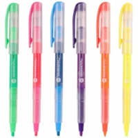 Grand & Toy Liquid Ink Highlighters, Assorted Fluorescent Colours, Chisel Tip, Pack of 6 - Chisel Pen Point - Chisel Marker Point - Assorted, Bright Fluorescent, Fluorescent Pink, Fluorescent Orange, Fluorescent Green, Fluorescent Yellow, Fluorescent Violet Ink - Liquid - Transparent Assorted Barrel