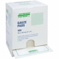 Bandage de gaze Safecross - 12 Pli - 4 po (101,60 mm) Largeur x 4 po (101,60 mm) Longueur - Blanc - 100 / boîte