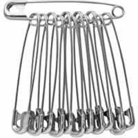 Safecross Safety Pin - No. 2 - 1.50" (38 mm) Length - for Dressing, Bandage - Easy to Use - Silver - Nickel Plated, Metal - 12 / Pack