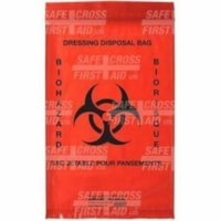 Safecross Infectious Waste Bags, 15.2 x 22.9 cm, 25/Package - 6" (152.40 mm) Width x 9" (228.60 mm) Length - Biohazard Logo - Red, Black - Plastic - Waste, Hazardous Waste - 25 / Pack