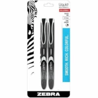 Zebra Liquid Ink Rollerball - 0.5 mm (0.02") Fine Needle Pen Point - Black Ink - Liquid - 2 Pack